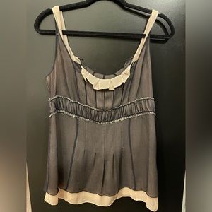 Marc Jacobs Vintage Silk Black and Cream Sleeveless Blouse, Size 10